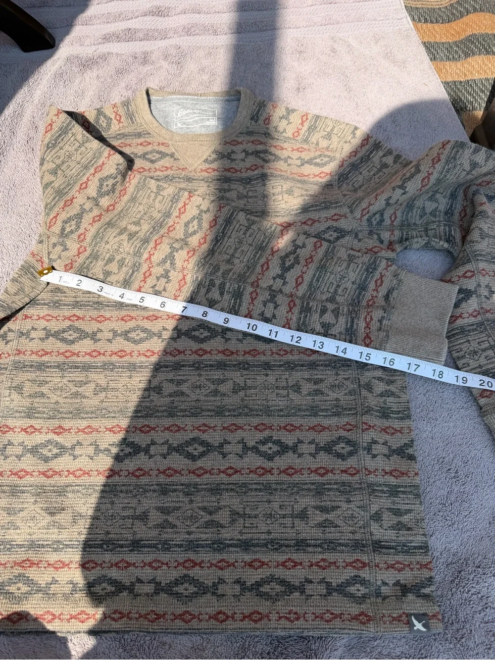 Eddie Bauer Southwestern Aztec Thermal Waffle Knit Pullover Shirt Men S Gorpcore